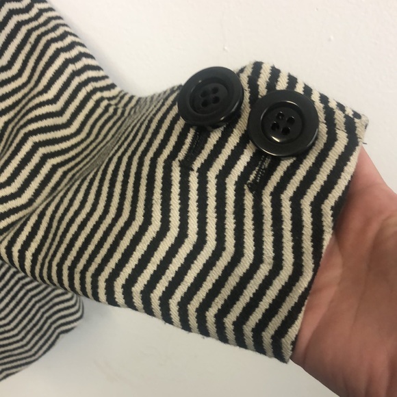 Ben Sherman Black White Striped Pea Coat Size M - Picture 7 of 16